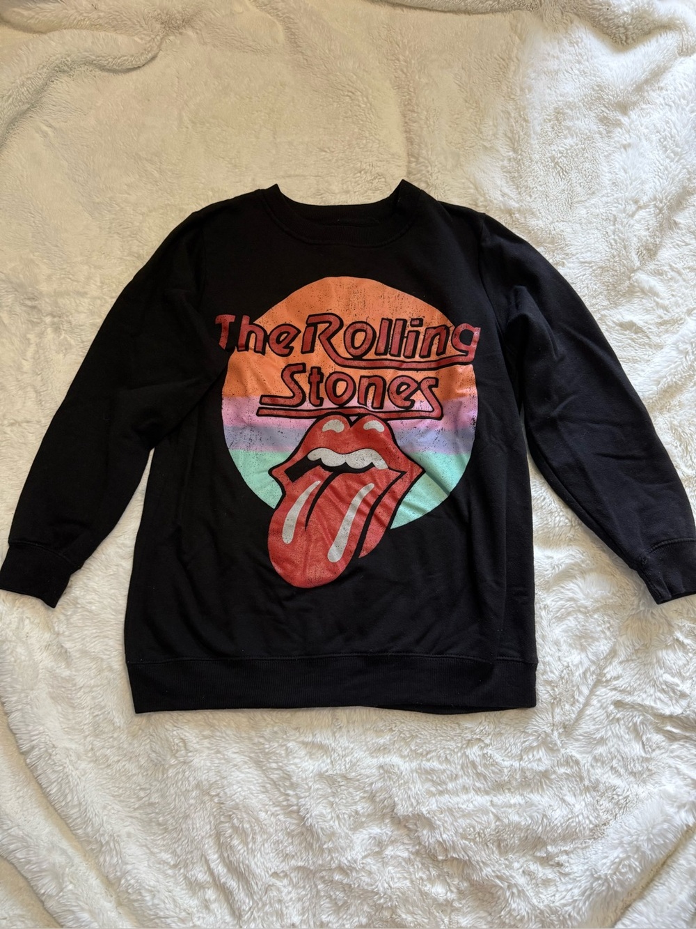 The Rolling Stones Black Graphic  Women’s Sweatshirt - Classic Tongue Logo